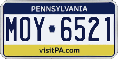 PA license plate MOY6521