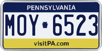 PA license plate MOY6523