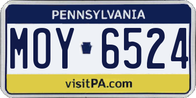 PA license plate MOY6524