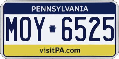 PA license plate MOY6525