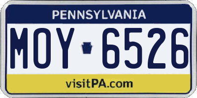PA license plate MOY6526