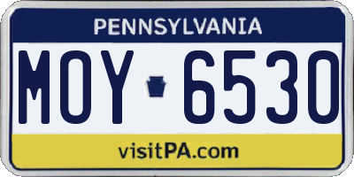 PA license plate MOY6530