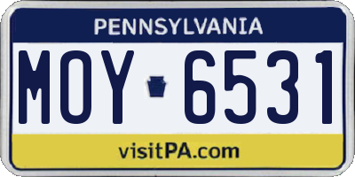 PA license plate MOY6531