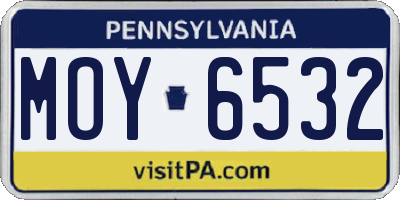 PA license plate MOY6532