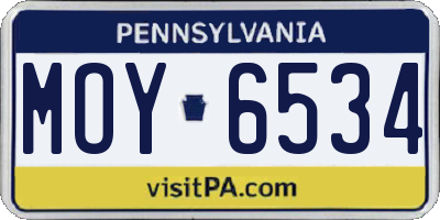 PA license plate MOY6534