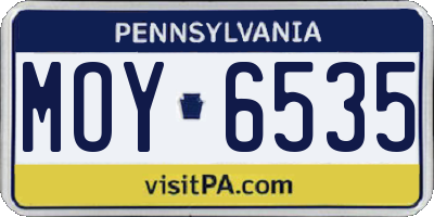 PA license plate MOY6535