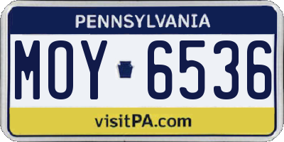 PA license plate MOY6536