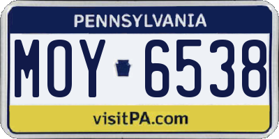 PA license plate MOY6538