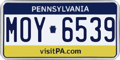 PA license plate MOY6539