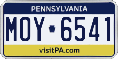 PA license plate MOY6541