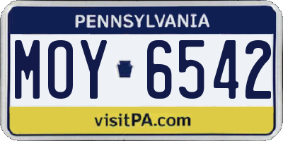 PA license plate MOY6542
