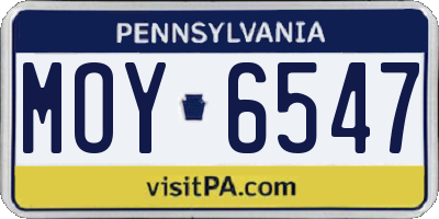 PA license plate MOY6547
