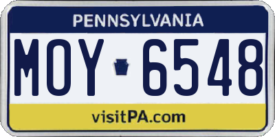 PA license plate MOY6548
