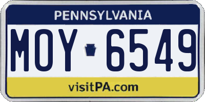 PA license plate MOY6549