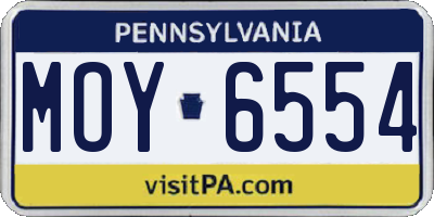 PA license plate MOY6554