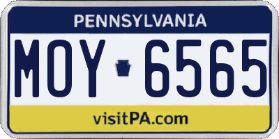 PA license plate MOY6565