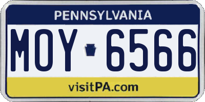 PA license plate MOY6566