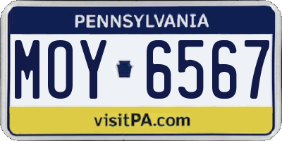 PA license plate MOY6567