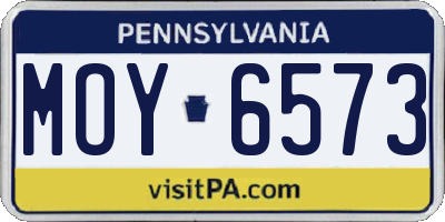 PA license plate MOY6573
