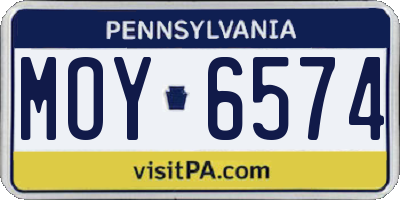PA license plate MOY6574