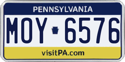 PA license plate MOY6576