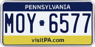 PA license plate MOY6577