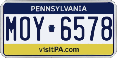PA license plate MOY6578