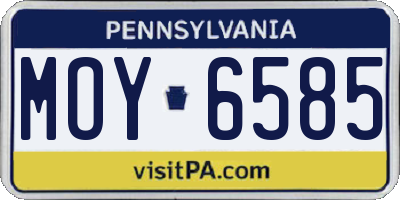 PA license plate MOY6585