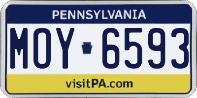 PA license plate MOY6593