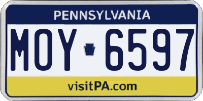 PA license plate MOY6597