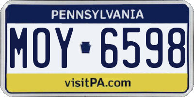 PA license plate MOY6598