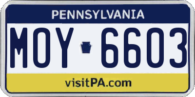 PA license plate MOY6603