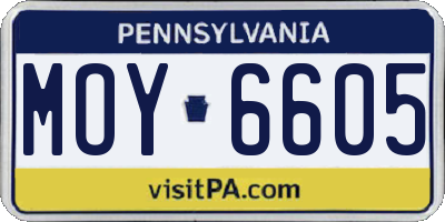 PA license plate MOY6605