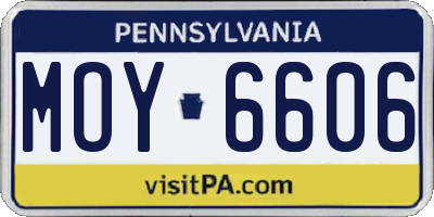 PA license plate MOY6606