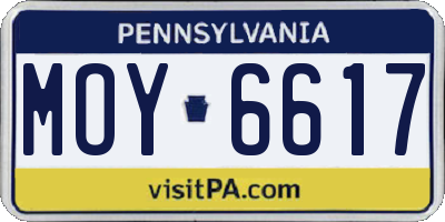 PA license plate MOY6617