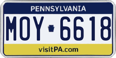 PA license plate MOY6618