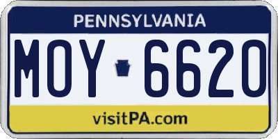 PA license plate MOY6620