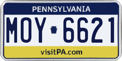 PA license plate MOY6621