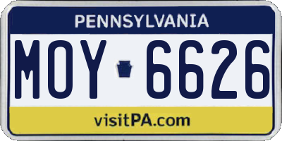 PA license plate MOY6626