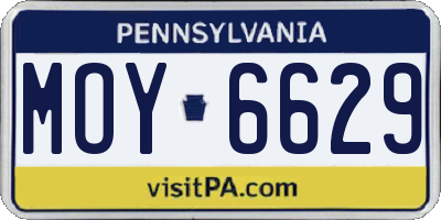 PA license plate MOY6629