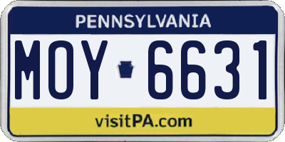 PA license plate MOY6631