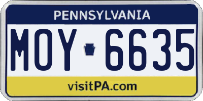 PA license plate MOY6635