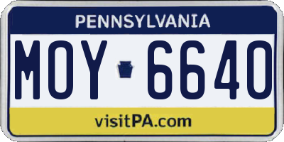PA license plate MOY6640