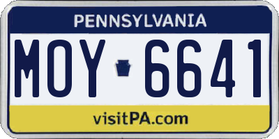 PA license plate MOY6641