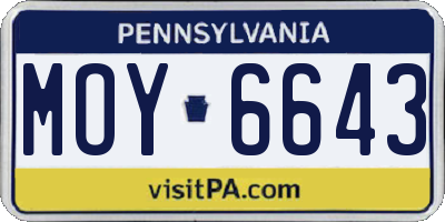 PA license plate MOY6643