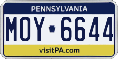 PA license plate MOY6644