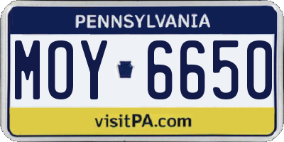 PA license plate MOY6650