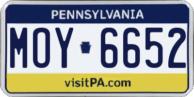 PA license plate MOY6652
