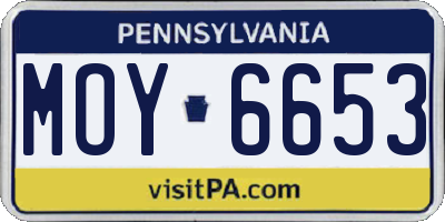 PA license plate MOY6653