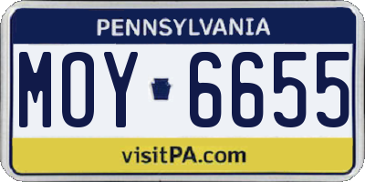 PA license plate MOY6655